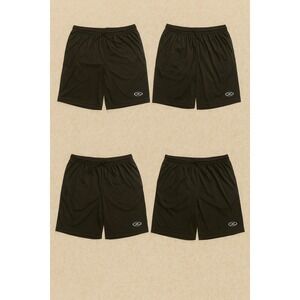 NEW Lot of 4‎ Xara Youth M Black 100% Polyester Athletic Soccer Shorts